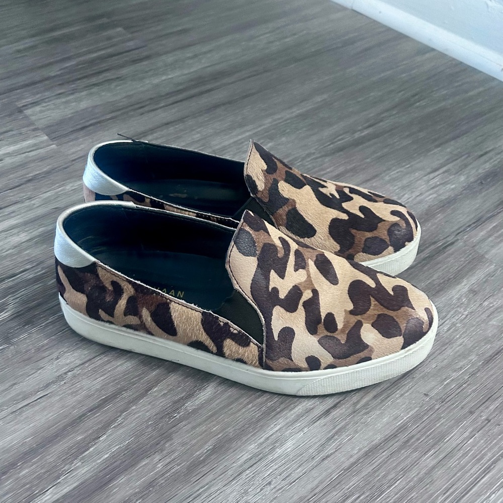 Cole Haan Animal Print Slip-On Sneakers with Gold Accent